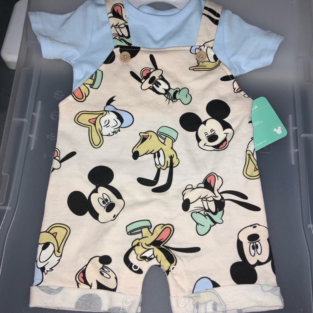 Disney Mickey Mouse Baby Romper in Cream and Black